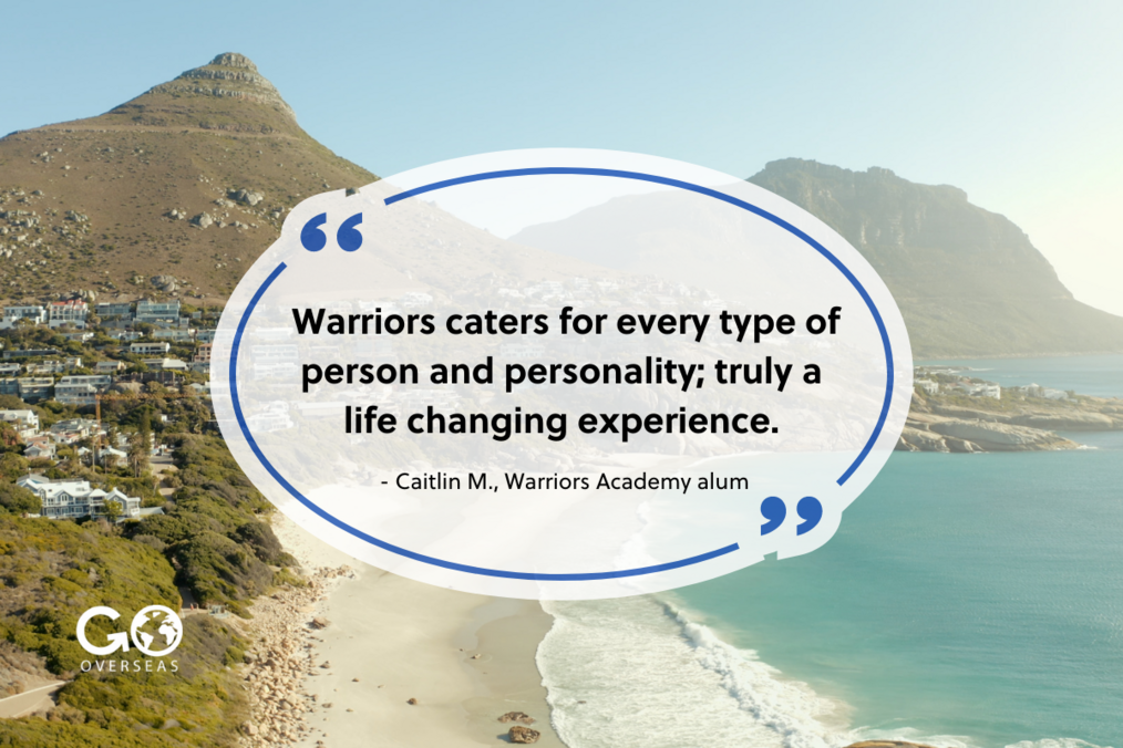 Warriors Academy A quote overlaid on a photo of the beach.